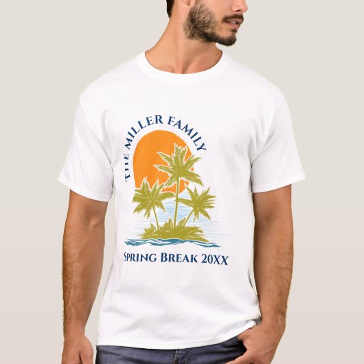 T-shirt Tropical Palm Tree Beach Trip Sunset Cute Custom (Devant)