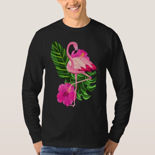 T-shirt Tropical Pink Flamingo Flamingos Pink Bird (Devant)