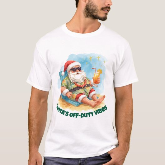 T-shirt Tropical Santa Beach Vibes – Funny Christmas (Devant)