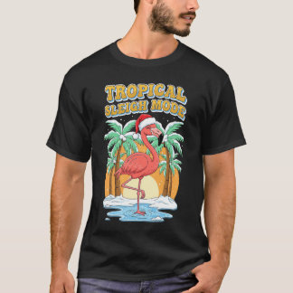 T-shirt Tropical Sleigh Mode Flamingo Christmas Vacation T