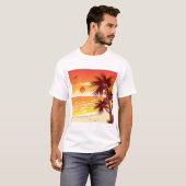 T-shirt Tropical Sunset Beach Palm Tree Island (Devant entier)