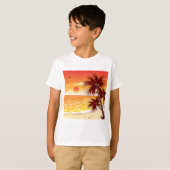 T-shirt Tropical Sunset Beach Palm Tree Island (Devant entier)
