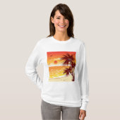 T-shirt Tropical Sunset Beach Palm Tree Island (Devant entier)