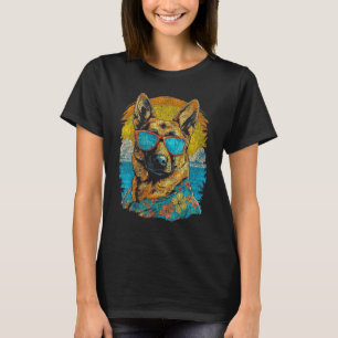 T-shirt Trottinette Berger Allemand Vacances d'été Hawaïen