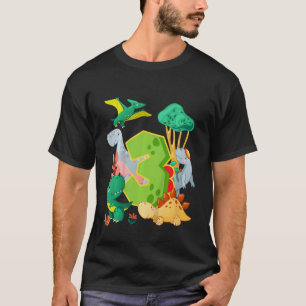 T-shirt Troupeau de dinosaures mignons pour les 3 ans d'un