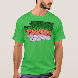 T-shirt Trout Fishing Rainbow Trout Motif Washington Sta
