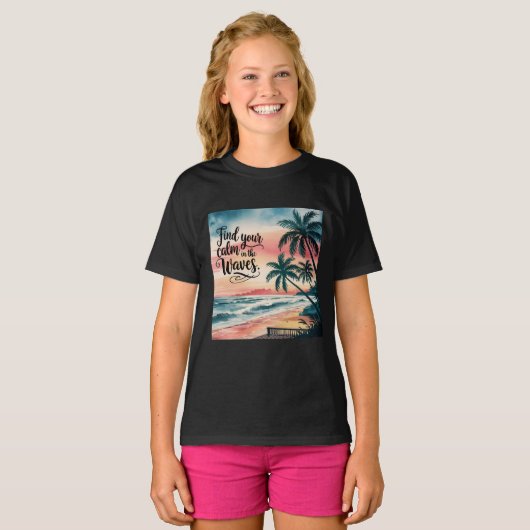 T-shirt Trouvez votre calme dans les vagues (Devant entier)