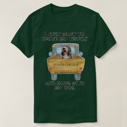 T-shirt Truck Driving Dog Bearded Collie 2 (Design devant)