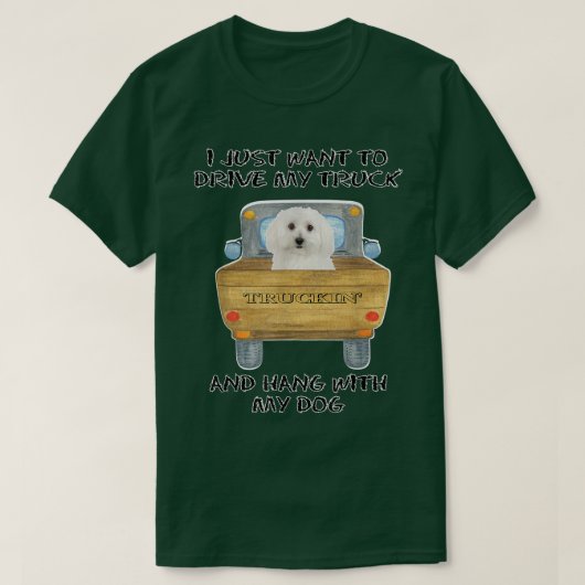 T-shirt Truck Driving Dog Bichon Frises  (Design devant)
