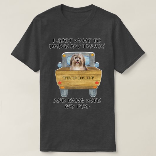 T-shirt Truck Driving Dog Havanes  (Design devant)