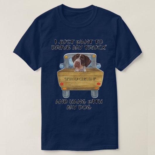 T-shirt Truck Driving Dog Pointers German Wirehaired  (Design devant)