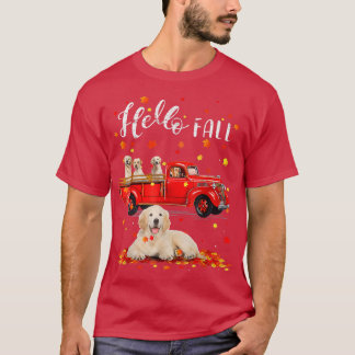 T-shirt Truck Riding Golden Retriever Chiens Automne Cute
