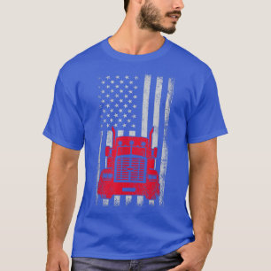 T-shirt Trucker American Flag Conception Vintage du conduc