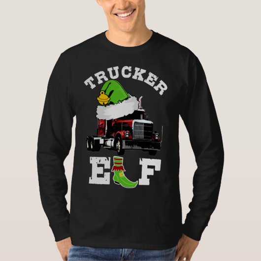 T-shirt Trucker Cadeaux Christmas Elf 18 Wheel Tractor Tra (Devant)
