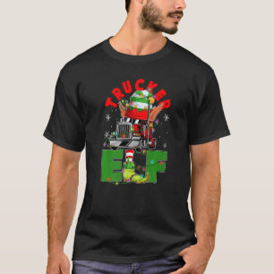 T-shirt Trucker Elf Christmas Tree Light Truck Drivers Xma