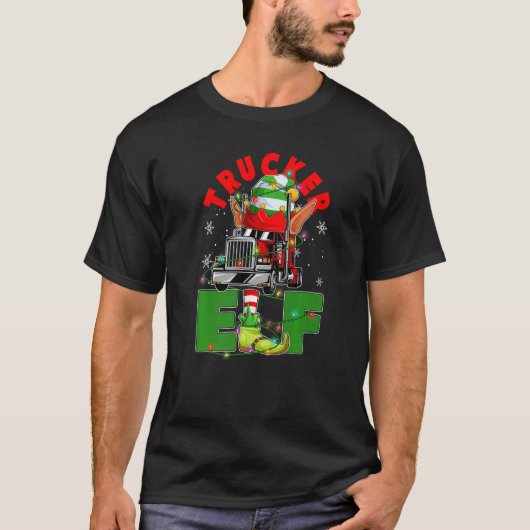 T-shirt Trucker Elf Christmas Tree Light Truck Drivers Xma (Devant)
