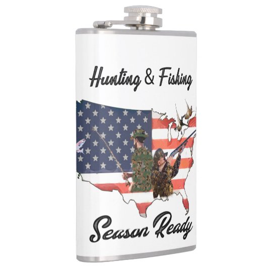 T-Shirt Trucker Hat Button Tape jagen en Vist Heupfles (Rechts)