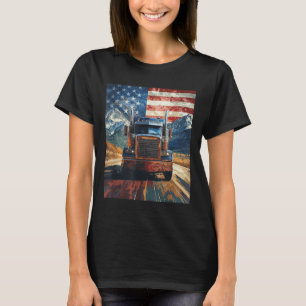 T-shirt Trucker Truck États-Unis Drapeau graphique