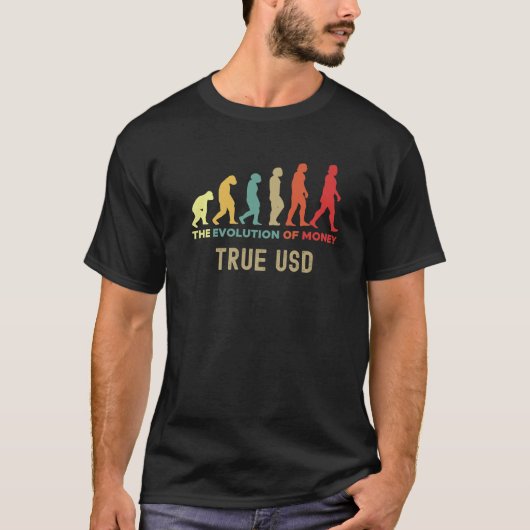 T-shirt True USD Crypto L'évolution de l'argent Caveman Pr (Devant)