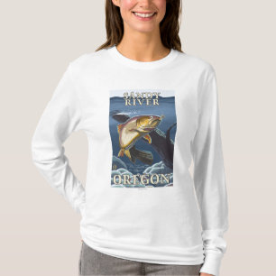 T-shirt Truite pêchant la section transversale - rivière