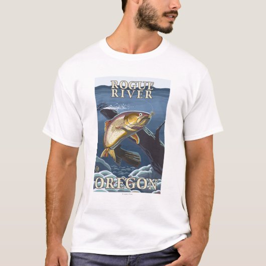 T-shirt Truite pêchant la section transversale - rivière (Devant)
