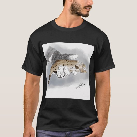 T-shirt Truite tachetée dans un gant (Devant)