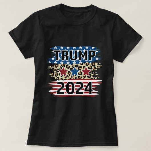 T-shirt Trump 2024 Fun American Flag Cheetah Motif (Design devant)