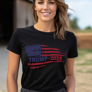 T-shirt Trump 2024 - Grunge du drapeau américain