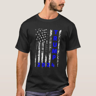 T-shirt Trump 2024 Police Line Blue Law Enforcement Amériq