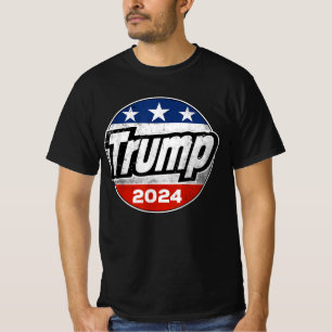 T-shirt Trump 2024 Pour Président Bouton du drapeau améric