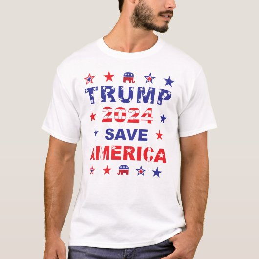 T-SHIRT TRUMP 2024 SAVE AMERICA (Devant)