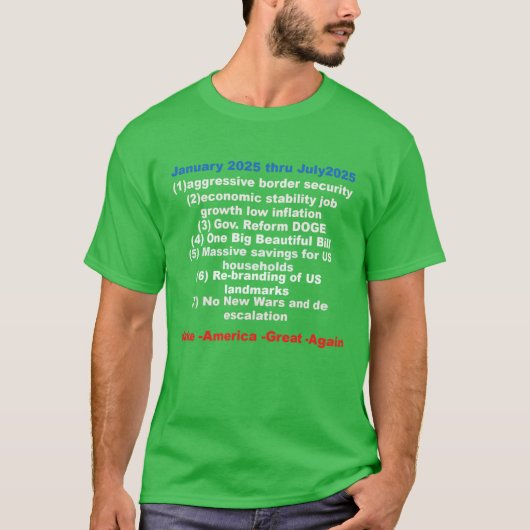 T-shirt Trump 2025 Achievements: January Through July (Devant)