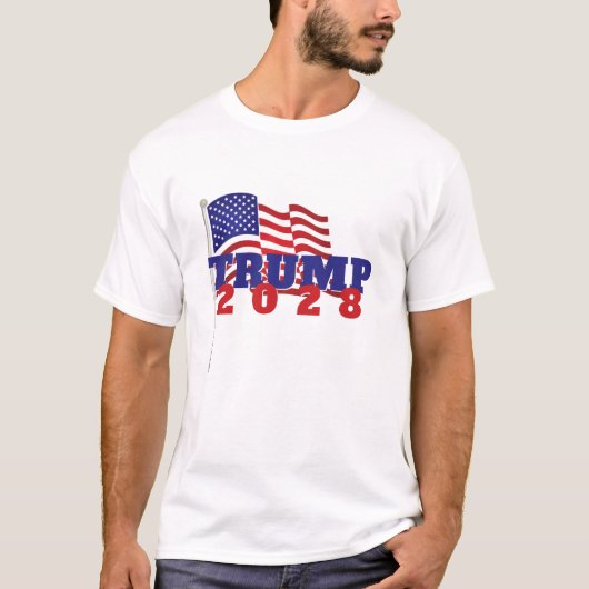 T-shirt Trump 2028 avec drapeau américain (Devant)