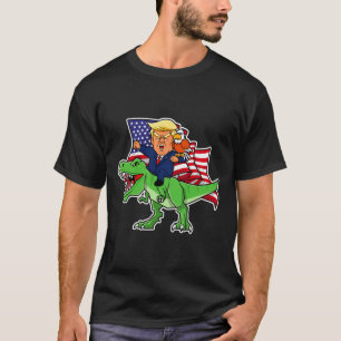 T-shirt Trump À cheval Sur Un Dinosaure Trex Drôle Merica