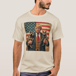 T-shirt Trump avec une chemise Raccoon de chat - Drôle cad