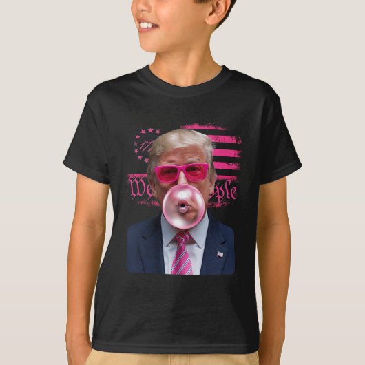T-shirt Trump Bubble Gum Rose Gles 4 Juillet Drapeau Améri (Devant)