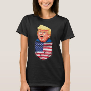 T-shirt Trump dans la poche Drapeau américain Drôle Trump