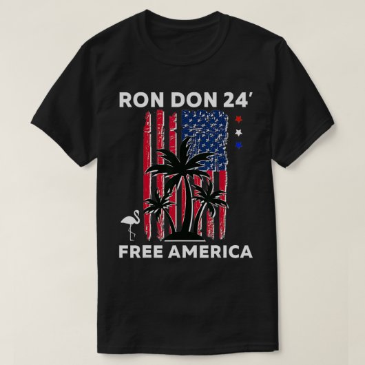T-shirt Trump DeSantis 2024 Flam Drapeau Américain Ron Don (Design devant)
