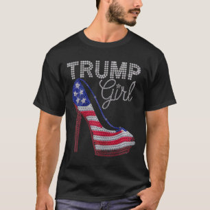 T-shirt Trump Girl Stilettos High Heel American Flag Bling