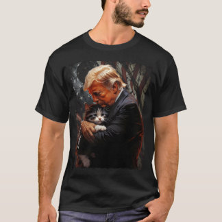 T-shirt Trump Hugging An Orange Cat 2024 Make Cats Safe Ag