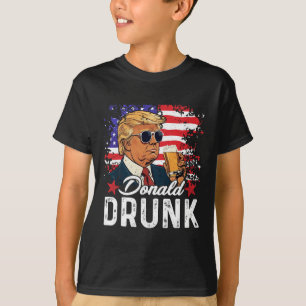 T-shirt Trump ivre boit de la bière 4 juillet drapeau amér