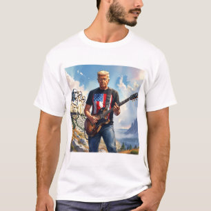T-shirt Trump Jouant à la guitare électrique Mont Rushmore