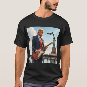 T-shirt Trump joue de la guitare électrique à Statue Liber