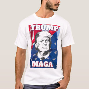 T-shirt TRUMP MAGA avec un Arrière - plan de drapeau améri