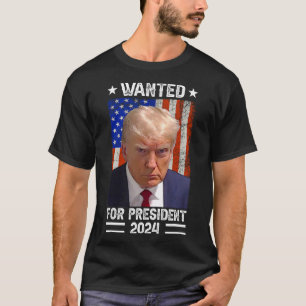 T-shirt Trump Mug Tiré Recherché Aux États-Unis Président 