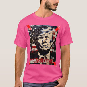 T-shirt Trump Président 2024 Amérique Drapeau Vintage Dist