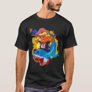 T-shirt Trump Shark Patriotic Unique 4 juillet Américain