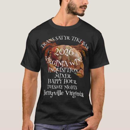 T-shirt Trump TRANS SATYR TIKI Bar Happy HOUR (Devant)