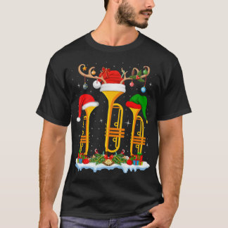 T-shirt Trumpet Music Amour Xmas Éclairage Père Noël Trump