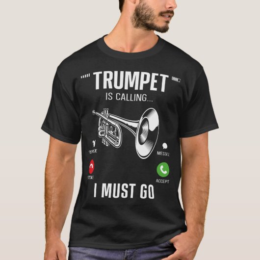 T-shirt Trumpet Player La trompette appelle l'écran de tél (Devant)